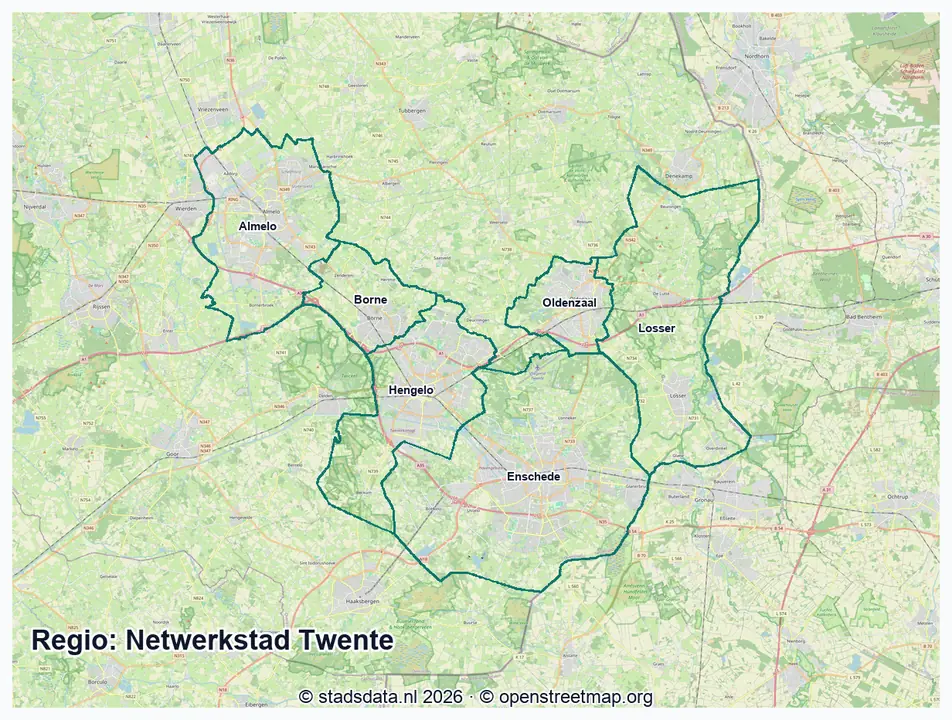 Kaart Netwerkstad Twente